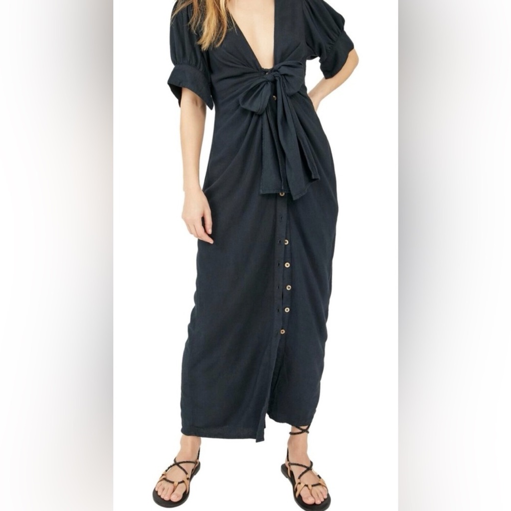Free People Maxi Front Tie Dress Women’s Size XS Black